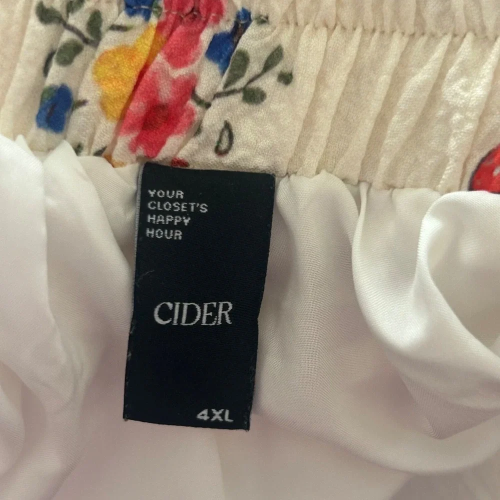 Cider‎ Floral Ruffle Mini Skirt With Tie Waist Plus Size 4X Coquette